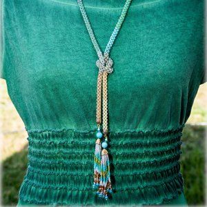 Handmade beaded lariat necklace